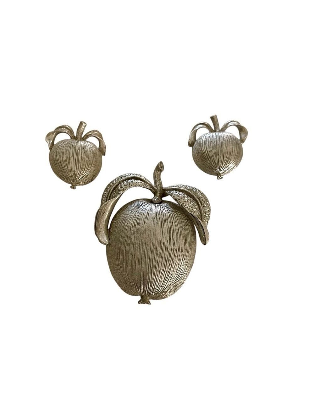 Sarah Coventry Set of Brooch & Clip-On Earrings, Large, 2 1/4” x 2”, Det…